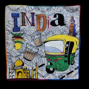 Westside Home India Pillowcover Embroidered Chai Tuk-Tuk Taj Mahal 16"x16"